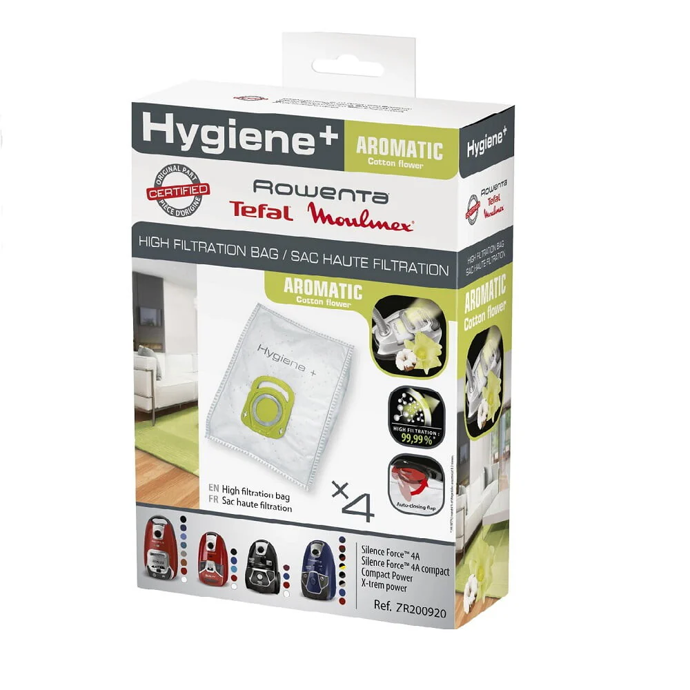 Kit 4 sacos Hygiene+ Aromatic Cotton Flower Aspirador Rowenta - ZR200920 - Image 3