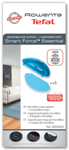 Suporte para mopas de microfibra + 4 mopas de microfibra para aspirador robot Rowenta - ZR690002